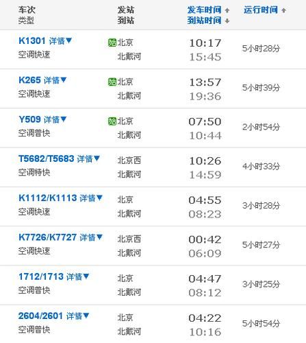 北京到北戴河火车时刻表_北京到北戴河高铁多久