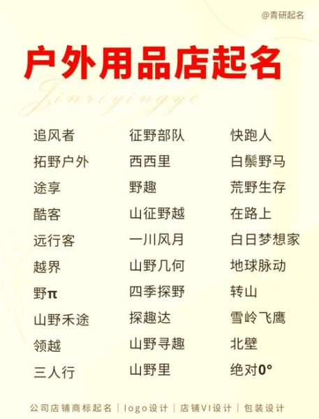 户外用品店名大全_如何起个让人过目不忘的户外店名